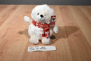 Ganz Winter Cub White Bear in Red White Scarf Beanbag Plush