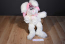 Ganz Flossy the White Bunny Rabbit with Pink Hat 1998 Beanbag Plush