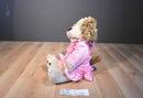 Build a Bear Shaggy Beige and Brown Dog in Pink Jacket/Skirt