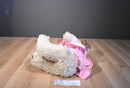 Build a Bear Shaggy Beige and Brown Dog in Pink Jacket/Skirt