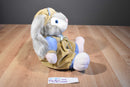 Brown Bunny in Tan and Blue Jumpsuit Happy Easter Plush