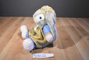 Brown Bunny in Tan and Blue Jumpsuit Happy Easter Plush