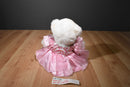 Build a Bear White and Pink  Bear Beanbag Plush in a Pink Dress