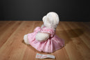 Build a Bear White and Pink  Bear Beanbag Plush in a Pink Dress