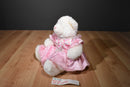 Build a Bear White and Pink  Bear Beanbag Plush in a Pink Dress