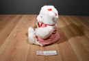 Build a Bear White and Pink Bear Plush Wearing Red Checkered Dress