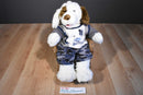 Build-A-Bear White and Brown Dog Beanbag Plush in Halfpipe Shirt and Camo Shorts