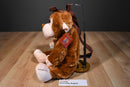 Cal Plush Brown and Pink Monkey Backpack