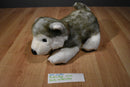 Build a Bear Gray and White Husky Beanbag Plush With Blue Eyes and Red Collar