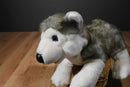 Build a Bear Gray and White Husky Beanbag Plush With Blue Eyes and Red Collar