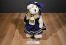 Boyd's Bears Mallory Witebruin White Bear 1999 Beanbag Plush in Blue Paw Print Dress