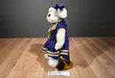 Boyd's Bears Mallory Witebruin White Bear 1999 Beanbag Plush in Blue Paw Print Dress