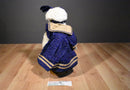 Boyd's Bears Mallory Witebruin White Bear 1999 Beanbag Plush in Blue Paw Print Dress
