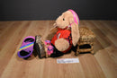 Build a Bear Tan Bunny with Unicorn Skateboard and Gear Plush