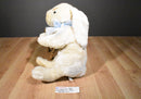 Commonwealth Beige Bunny Rabbit 2006 Beanbag Plush with Blue Bow and Rose