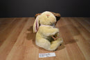 Commonwealth Beige Bunny Rabbit 2007 Beanbag Plush with Pink Bow and Blue Rose