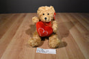Burton and Burton Tan Teddy Bear With Red Heart Beanbag Plush