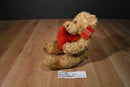 Burton and Burton Tan Teddy Bear With Red Heart Beanbag Plush