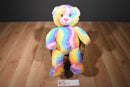 Build a Bear Pastel Wavy Rainbow Tie Dye Teddy Bear Plush