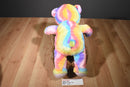 Build a Bear Pastel Wavy Rainbow Tie Dye Teddy Bear Plush