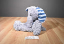 Dan Dee Grey Elephant Plush with Blue and White Stripes on Belly and Ears