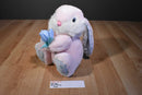 Dan Dee Pink and White Bunny Rabbit Plush With a Blue Flower