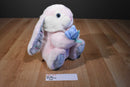 Dan Dee Pink and White Bunny Rabbit Plush With a Blue Flower