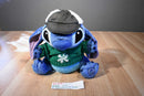 Disney Store Stitch Green Knit Snowflake Sweater and Black Bombers Hat Plush