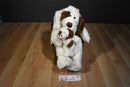 Build a Bear Playful Pup And Lil Furry Friend White/ Brown Shaggy Dog Beanbag Plush