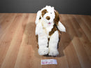 Build a Bear Playful Pup And Lil Furry Friend White/ Brown Shaggy Dog Beanbag Plush