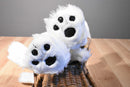 Build a Bear Playful Pup And Lil Furry Friend White/ Brown Shaggy Dog Beanbag Plush