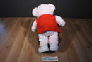 Build a Bear Pink and White Bear Plush in a Red Dress and White Shoes