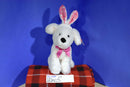 Gitzy White Lab Puppy Dog with Pink Polka-Dot Bunny Ears Beanbag Plush
