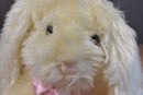 Cream and Beige Bunny Rabbit With Pink Bow Plush