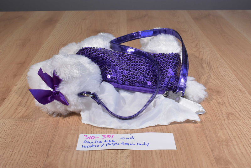 Poochie and Co. Westie Purple Sequins Plush Bag Purse