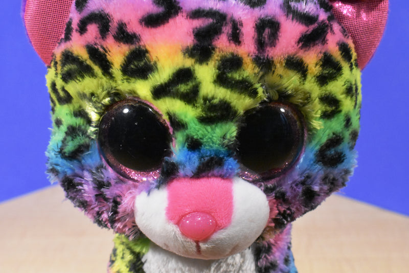 Ty Beanie Boos Dotty the Rainbow Tie Dyed Leopard 2016 Beanbag Plush