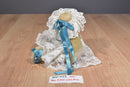 Handmade Tan Teddy Bear White Lace Dress Pearls Beanbag Plush