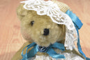 Handmade Tan Teddy Bear White Lace Dress Pearls Beanbag Plush