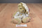Handmade Tan Teddy Bear White Gold Lace Dress Pearls Beanbag Plush
