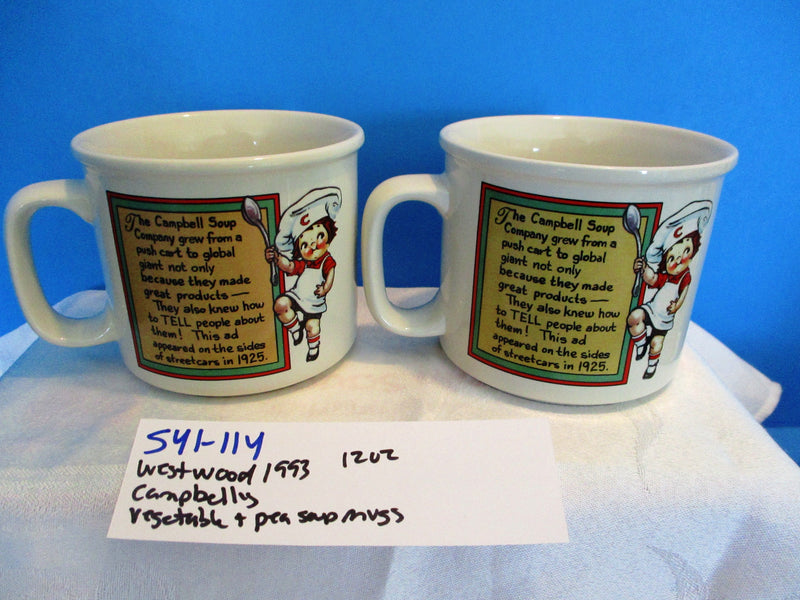 Westwood 1993 Campbell's Set of 2 Pea and Veggie Soup 12 oz Soup Mugs