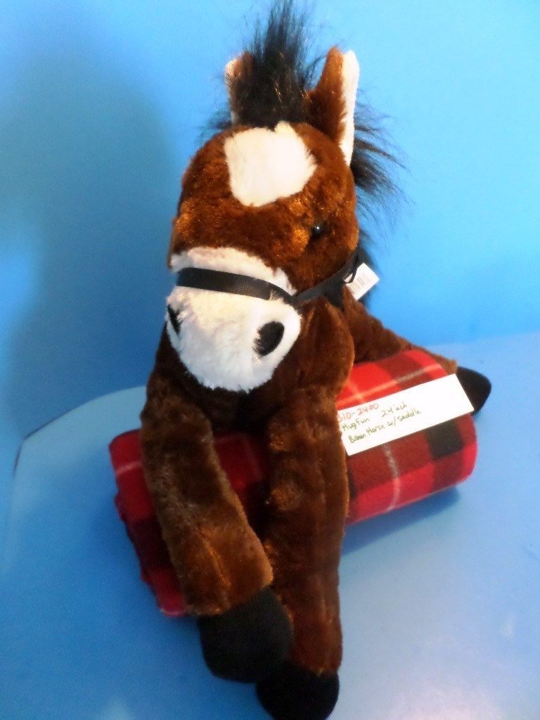 Hugfun Brown and White Horse Pony With Saddle Plush