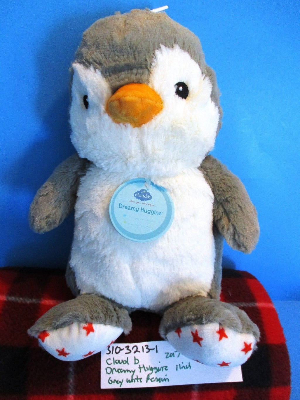 Cloud B Dreamy Hugginz Grey and White Penguin 2017 Plush Hurricane Jack Surplus