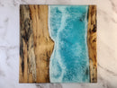 River Birch - Live Edge - Spalted - Blue Ocean Wave Epoxy Resin Serving Board