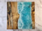 River Birch - Live Edge - Spalted - Blue Ocean Wave Epoxy Resin Serving Board
