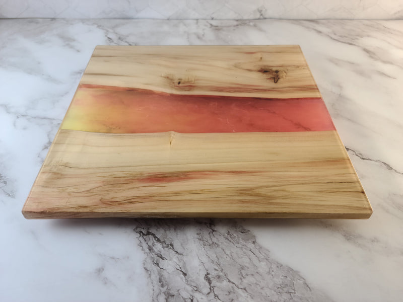 Box Elder Maple - Live Edge - Red & Yellow Gradient Epoxy Resin River Serving Board