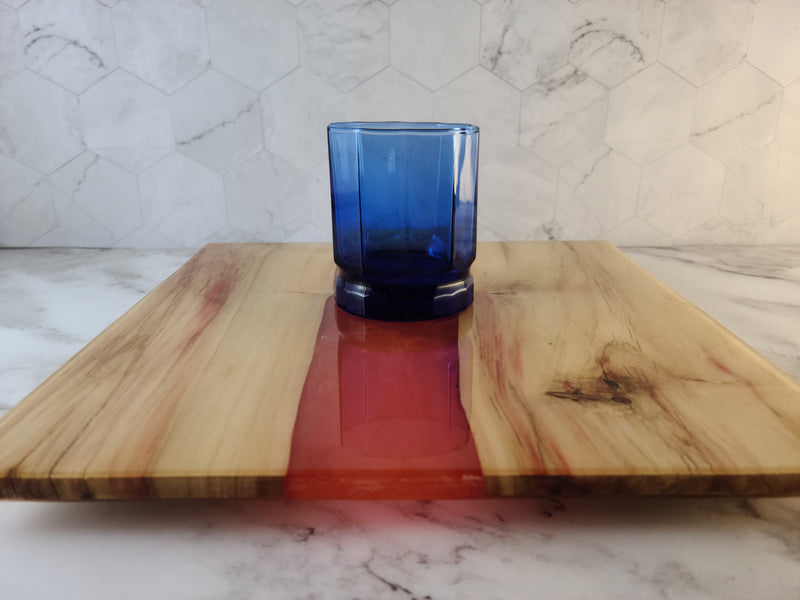 Box Elder Maple - Live Edge - Red & Yellow Gradient Epoxy Resin River Serving Board