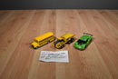 Funrise Garbage Truck/Kinsfun Yellow Bus and White/ Red Ambulance