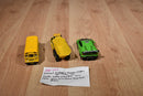 Funrise Garbage Truck/Kinsfun Yellow Bus and White/ Red Ambulance