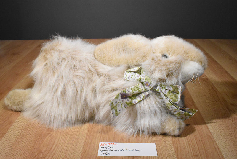 Yang Jee Cashmere Angora Long Haired Fluffy Beige Bunny Rabbit Plush