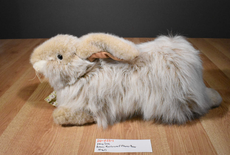 Yang Jee Cashmere Angora Long Haired Fluffy Beige Bunny Rabbit Plush